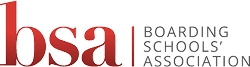 Logo of the Boarding Schools’ Association, often seen in the Site Footer, featuring a large red lowercase bsa on the left and the words Boarding Schools’ Association in grey on the right.